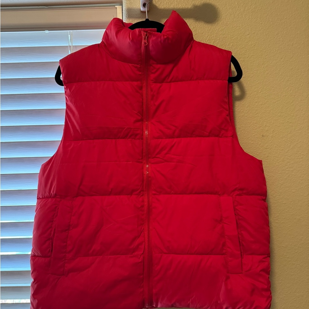 Women's Red Puffer Vest